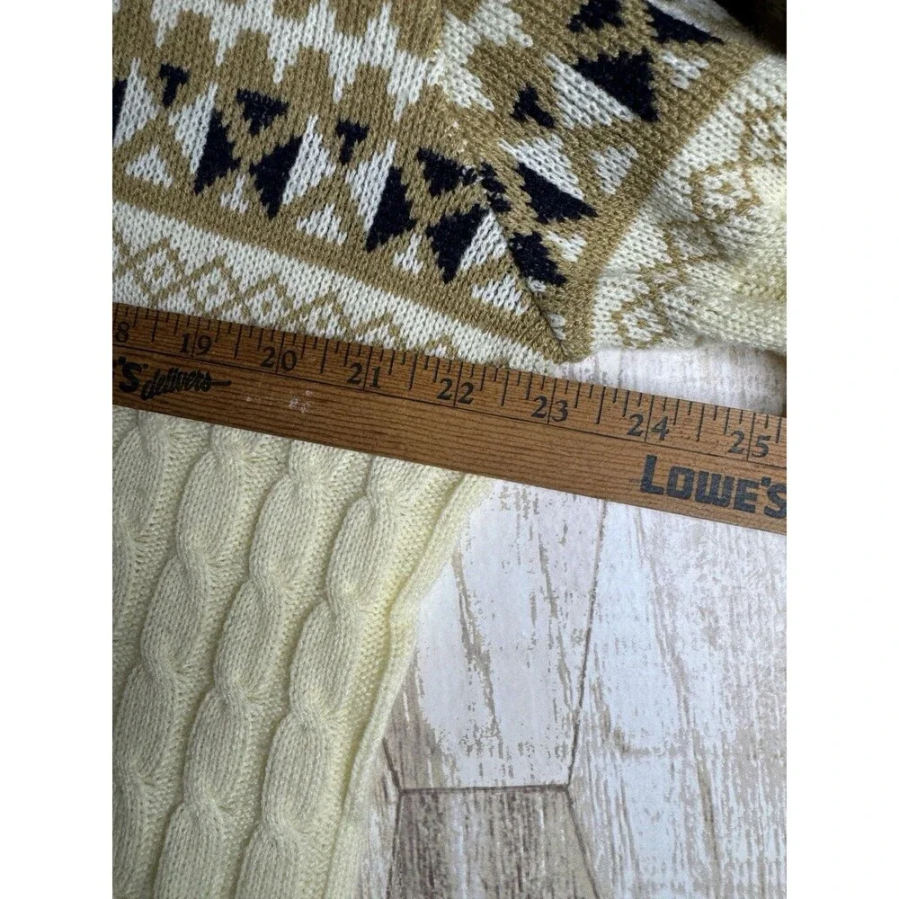 Vintage 70 JC Penney Nordic Fair‎ Isle Cable Knit Acrylic Sweater Mens XL